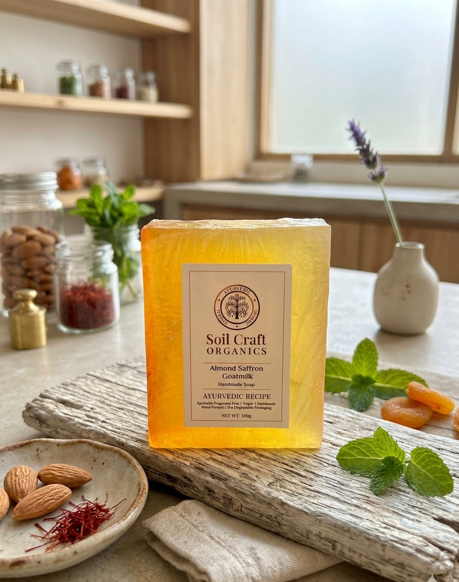 Organic Almond Saffron Goatmilk Handmade Soap 100g