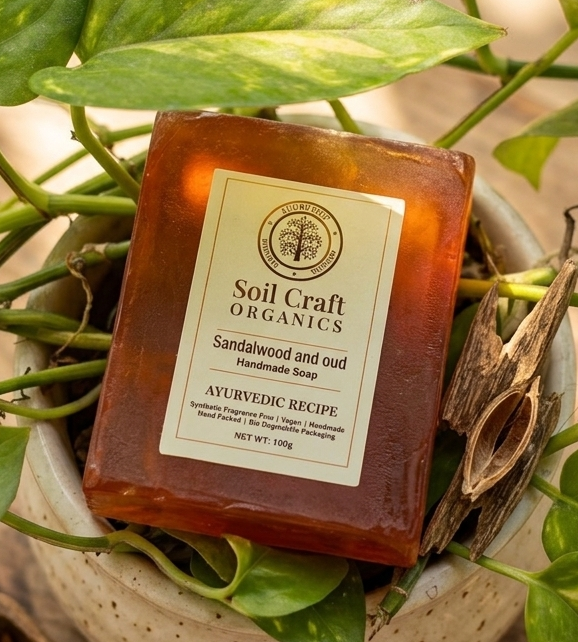 Organic Sandalwood & Oud handmade soap - 100g